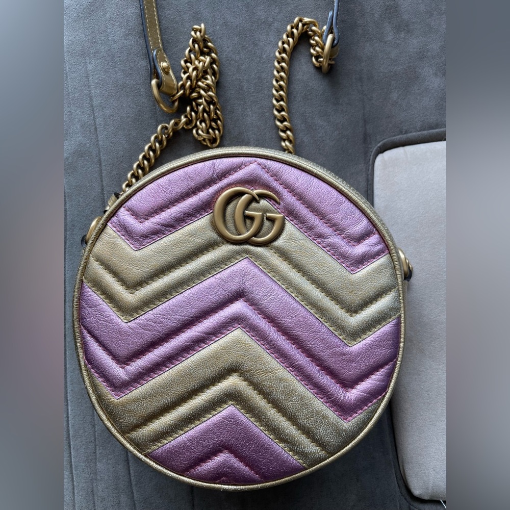 GUCCI MARMONT ROUND Special Edition Gold Pink Metallic